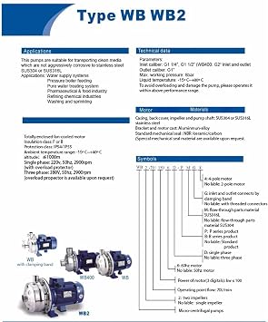 Mini Power Small Pump 327 WB50/025D Small Stainless Steel Centrifugal Water Pump Sanitary Pump Beverage Pump (Voltage : 220V)