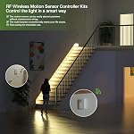 RAYZEEK Wireless Led Controller with Motion Sensor,No Wiring Mini PIR Sensor 12/24VDC RF Wireless for Led Strip Lights with Dimmable,Timer for Stairway(1 ×Controller+1 ×Motion Sensor)