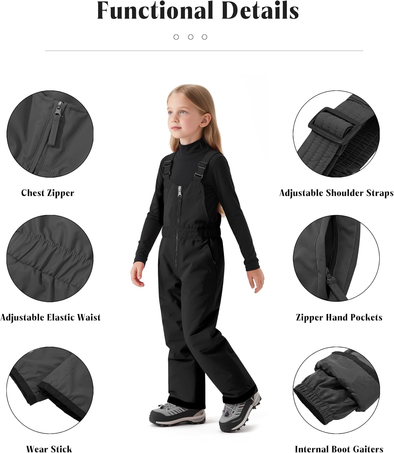 Wantdo Kids Girl's Waterproof Ski Bibs Warm Snow Winter Pants Winter Warm Pants Insulated - Image 4