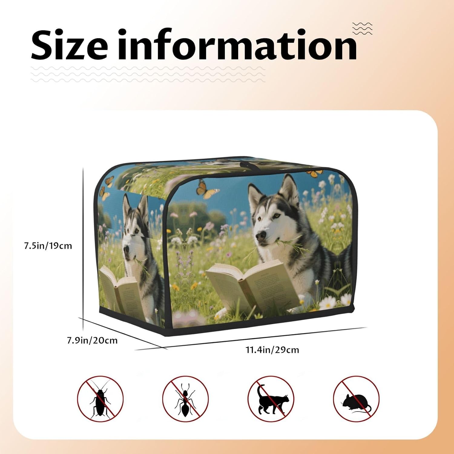 Inspired Dog Toaster Cover 2 Slice, Waterproof Bread Machine Covers with Pockets Universal Size Kitchen Small Appliance Cover with Handle, Dust and Fingerprint Protection