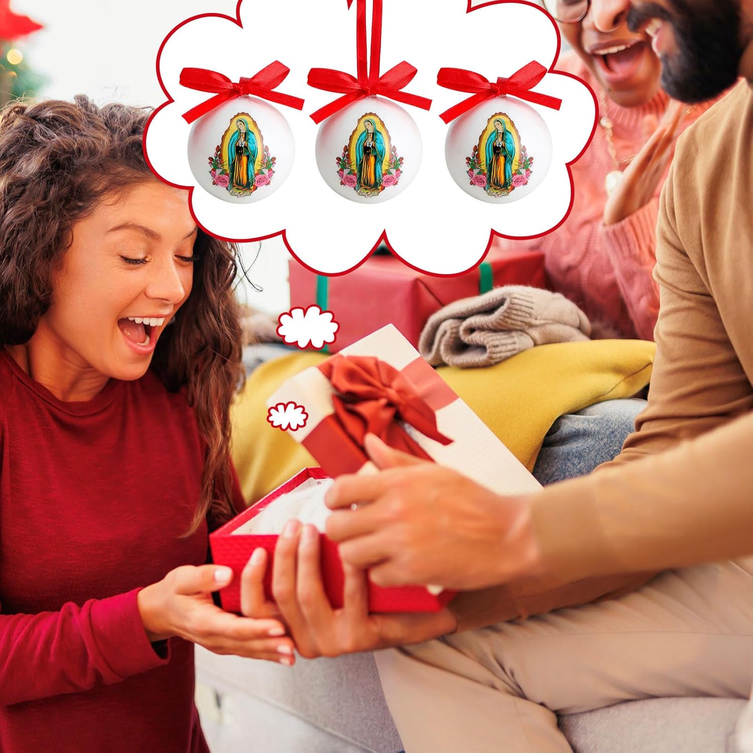 24 Pcs Our Lady of Guadalupe Christmas Ball Ornaments 2.36 Inch Religious Hanging Ornaments Catholic Hanging Decoration Double Sided Mexican Christmas Tree Decor Xmas Spiritual Gifts - Image 6