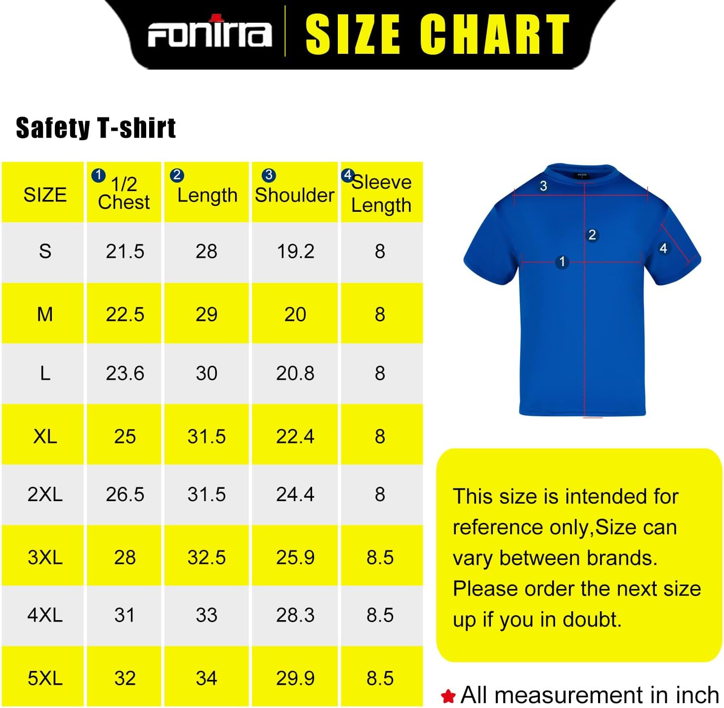 FONIRRA 3 Pack UPF 50+ Safety Shirts for Men Recycled Polyester High Visibility Short Sleeve Construction Work Hi Vis T Shirt