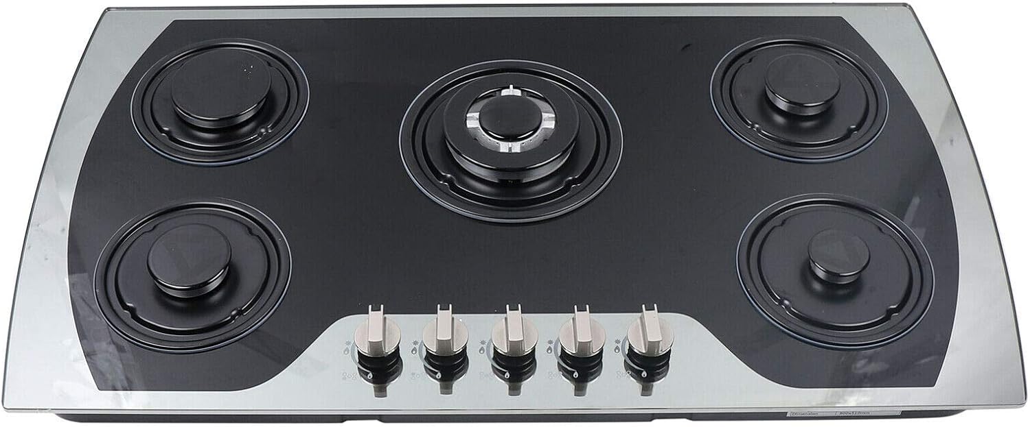 Futchoy 35 inch Gas Cooktop, Built-In 5 Burner Gas Hob Cook top, Stainless Steel Gas Stoves Drop-in Cooktops, NG/LPG gas burner, Kitchen Cooker cooktops