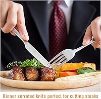 Vista 4 de Nuenen Juego de 100 cuchillos de cena, 8.3 pulgadas, cuchillo de mantequilla duradero de acero inoxidable, mesa dentada, cubiertos para carne