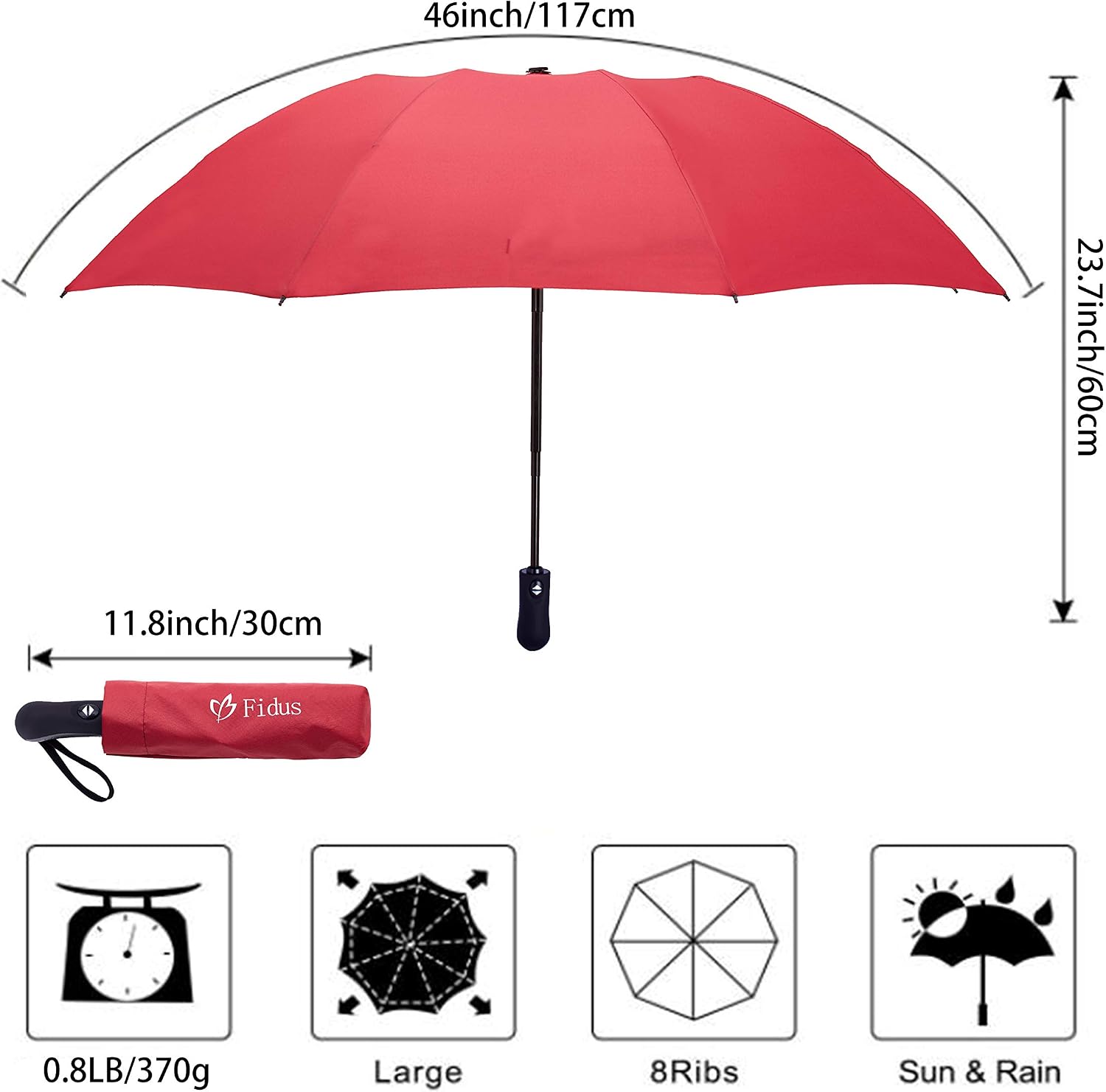 Fidus Inverted Reverse Sun&Rain Car Umbrella Large Windproof Travel UV Umbrella Women Men - Auto Open Close