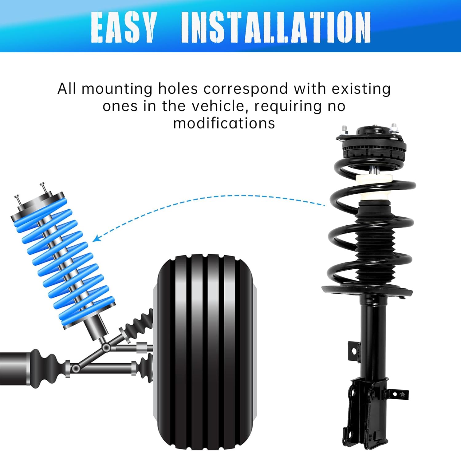 TRIBLE SIX Front Struts Assembly w/Coil Spring Shock Absorbers Replacement for 2009-2017 Dodge Journey V6 172509 172510 (Set of 2)