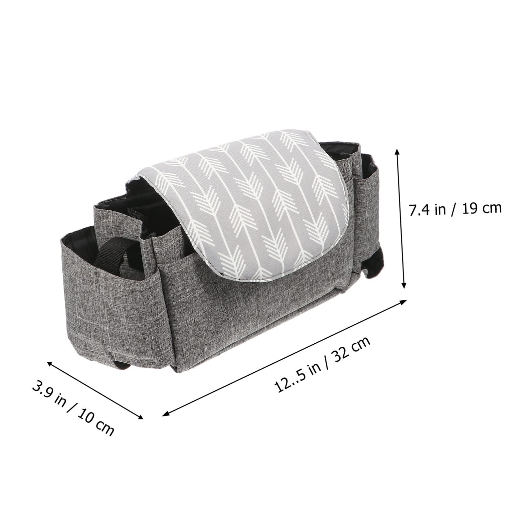 Yardwe 1pc Stroller Organizer Bag with Straps Durable Storage for Diapers and Accessories Fit for Strollers Easy One Hand Operation Grey Arrow Design