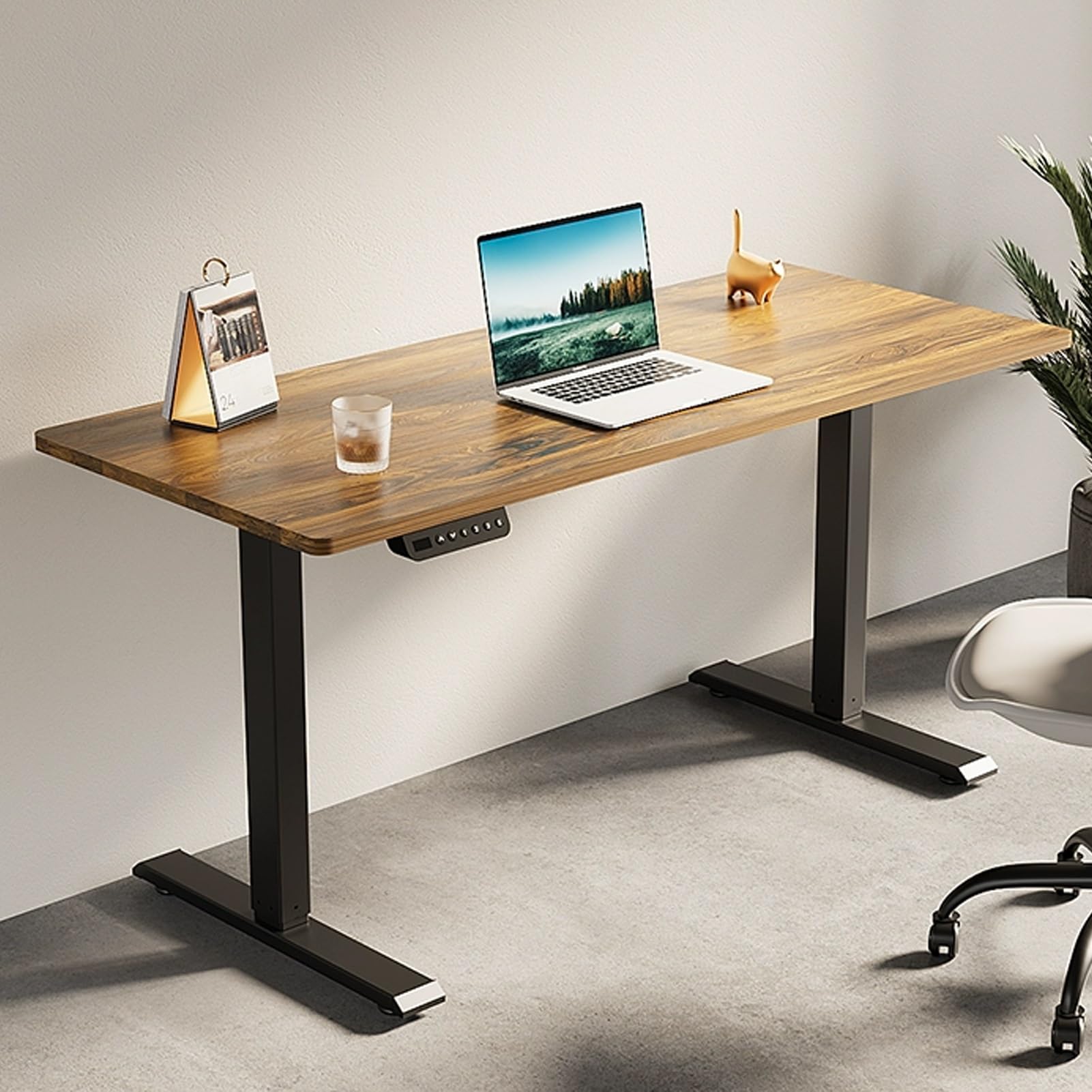 MYUYEE Jkghk Adjustable Standing Desk, Stand Up Desk With 3 Preset Heights, Office Desk With Headphone Hook And Cup Holder, I-Beam Computer Desk, For Home Office (Brown Black-39.3In)