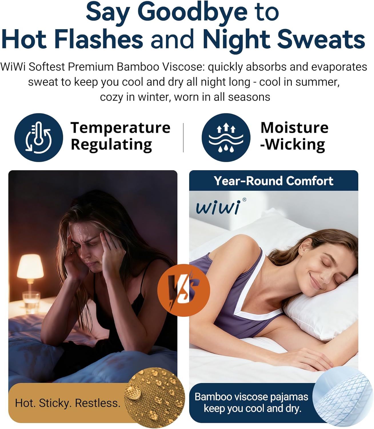 WiWi Pajama Set for Women Bamboo Viscose Sleeveless Tops with Shorts Pjs Sets Soft Summer Sleepwear Pj S-XXL - Image 5