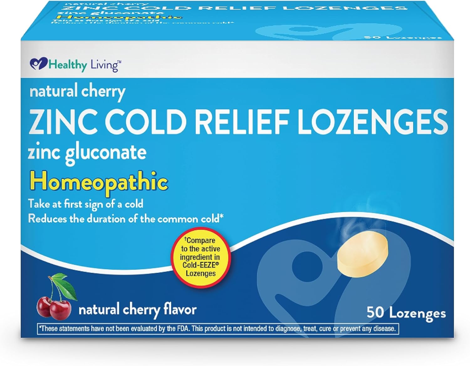 Healthy Living Cherry Zinc Lozenges, Homeopathic Cold
