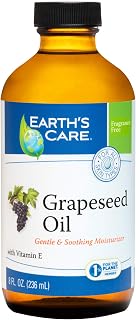Earth’s Care Grapeseed Oil - Natural Expeller Pressed Grapeseed Oil for Skin and Hair - Lightweight Body Oil for Dry Skin 8 FL. OZ.