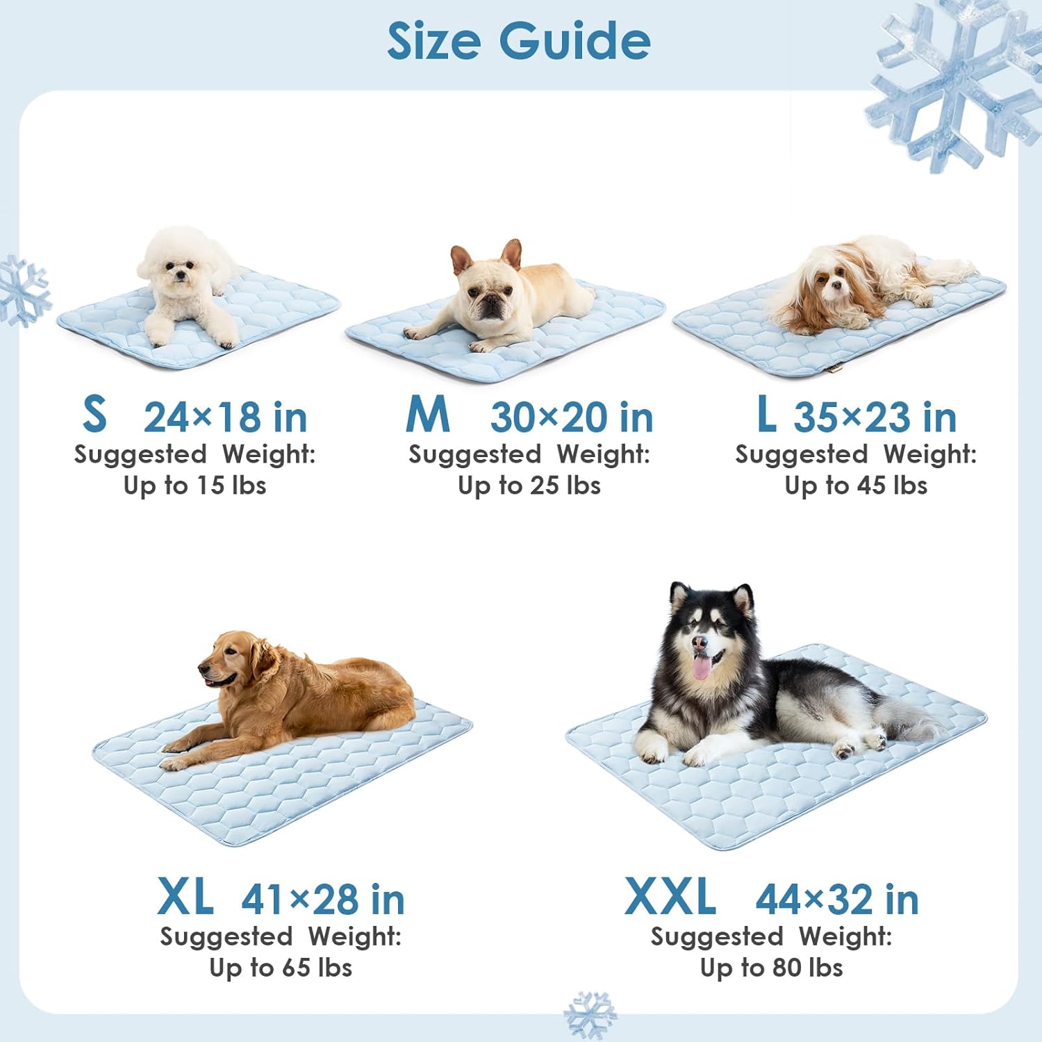 EHEYCIGA Cooling Mat for Dogs, 41" x 28"(Q-Max>0.53), Washable Dog Cooling Mat, Portable Kennel Cooling Pet Pad for Summer, Non-Slip Summer Crate Pad for Large Dog, Blue