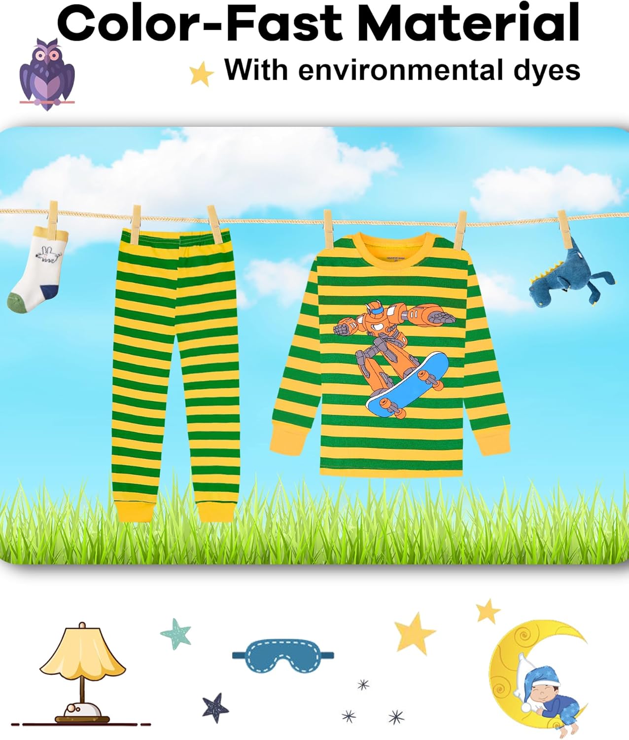 DAUGHTER QUEEN Boys 100% Cotton Long Sleeve Pajamas Size 18Months-12Years - Image 7