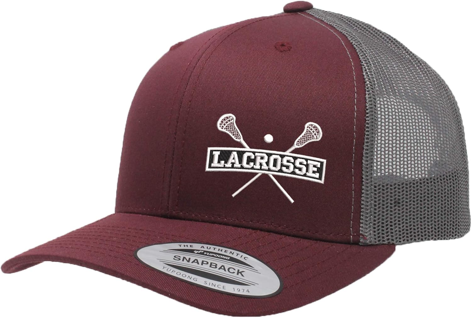 Embroidered Lacrosse Trucker Hat – Adjustable Mesh Back Snapback Cap for Men & Women, Breathable Baseball Cap