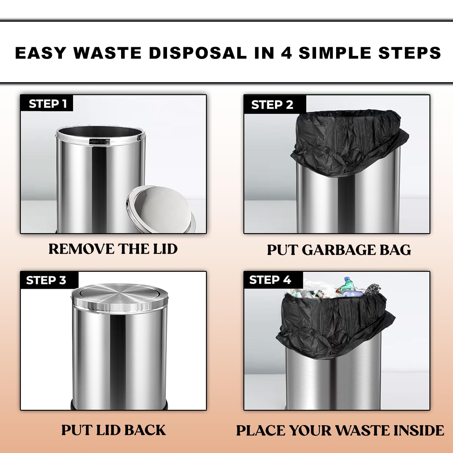 Mumma's LIFE Stainless Steel Dustbins - 2 Pack -6