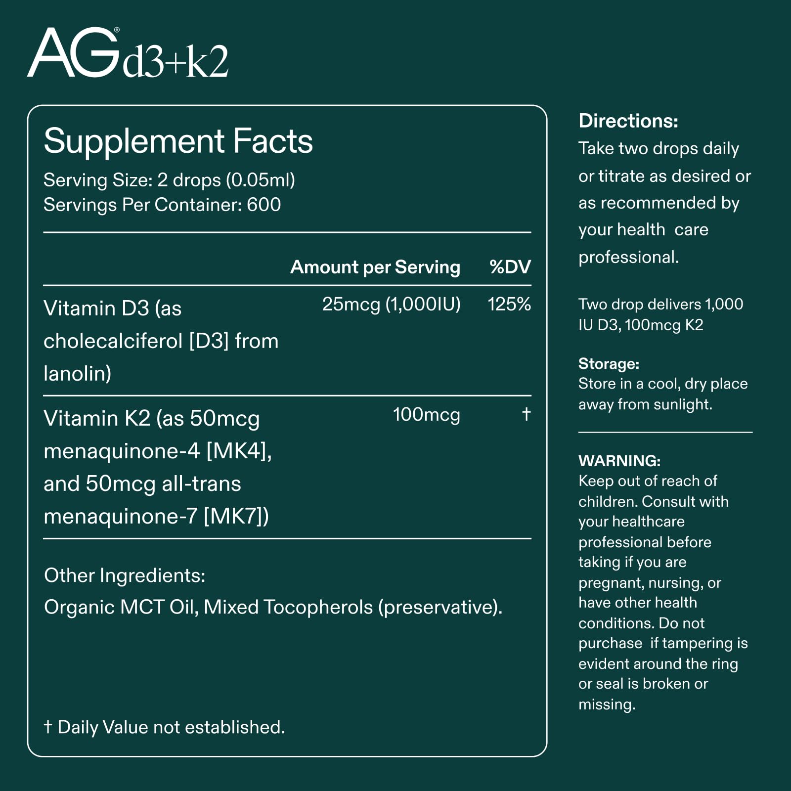 AG1 Vitamin D3 + K2 Liquid Drops | Daily Bone Support — Amazon image 5