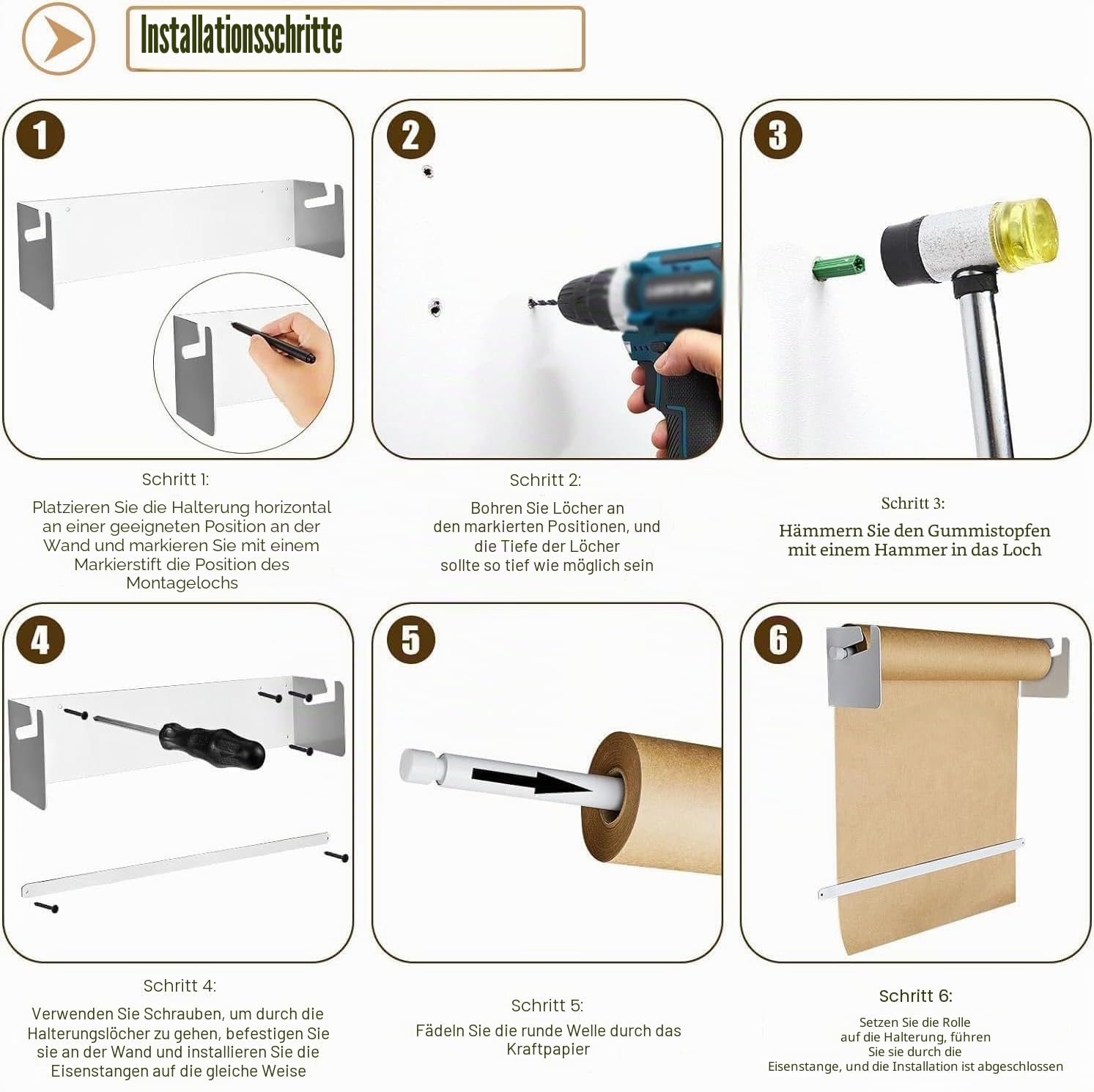 Vertikaler Kraftpapier-Rollenschneider-Spender, 12/24/36/48 Zoll breites Kraftpapierrollen-Set(24inch/60cm Wide)