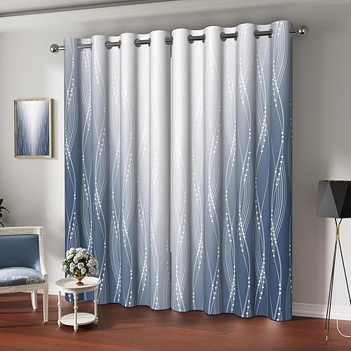 Miniatura 2 de Cortinas opacas con aislamiento térmico y bloqueo de luz para oscurecer la habitación, cortinas para sala de estar, cortinas degradadas para