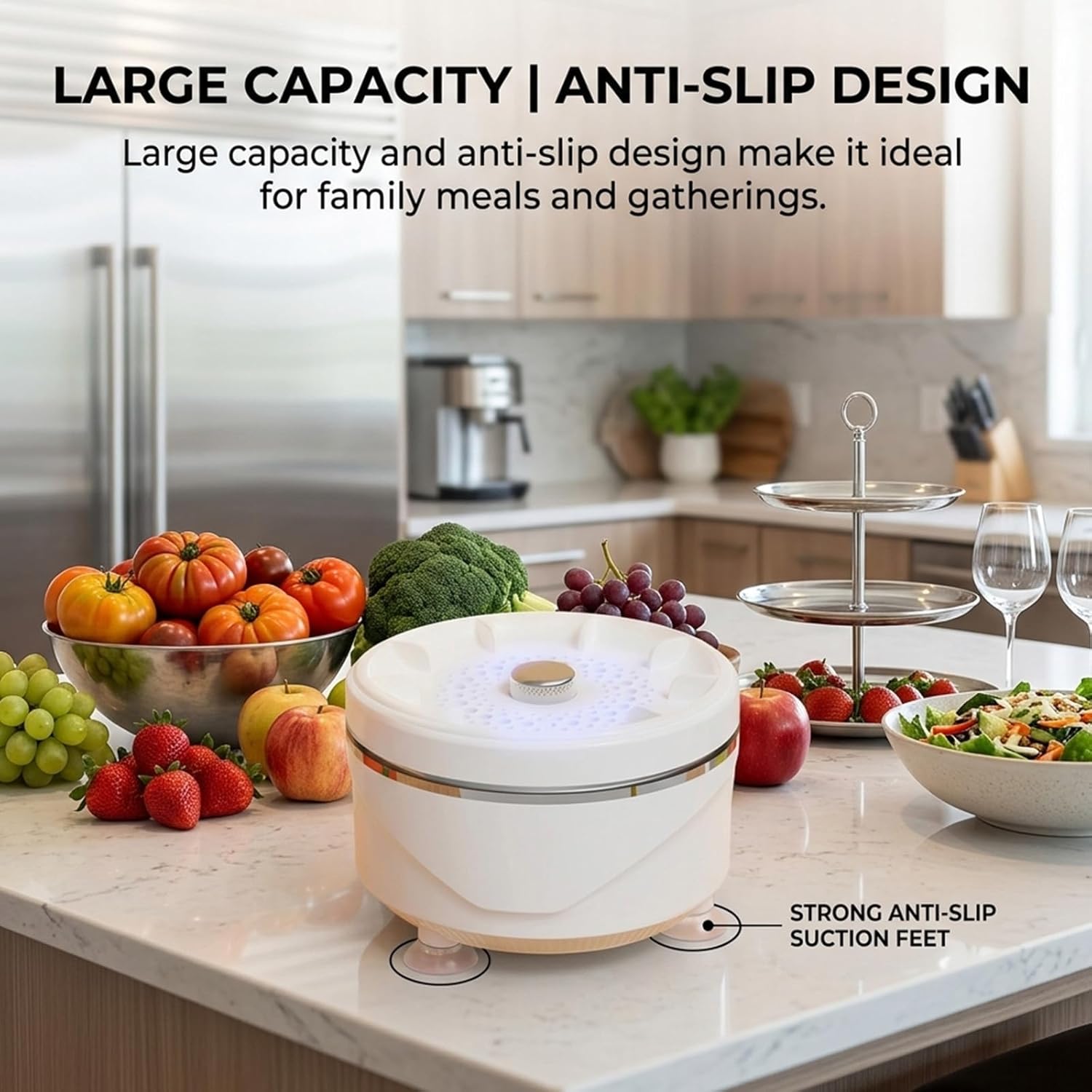 Portable Fruit and Vegetable Washing Machine, Multifunctional Waterproof Fruit Washer and Cleaner Device for Home Kitchen, Lettuce Spinner, Salad Washer (2PC)