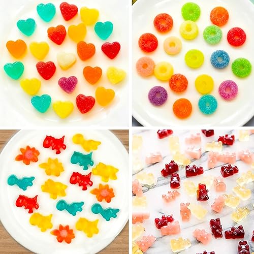 Miniatura 4 de Moldes de goma para caramelos, molde de oso de goma de silicona con 2 goteros, moldes de silicona antiadherentes que incluyen corazones, oso, mini