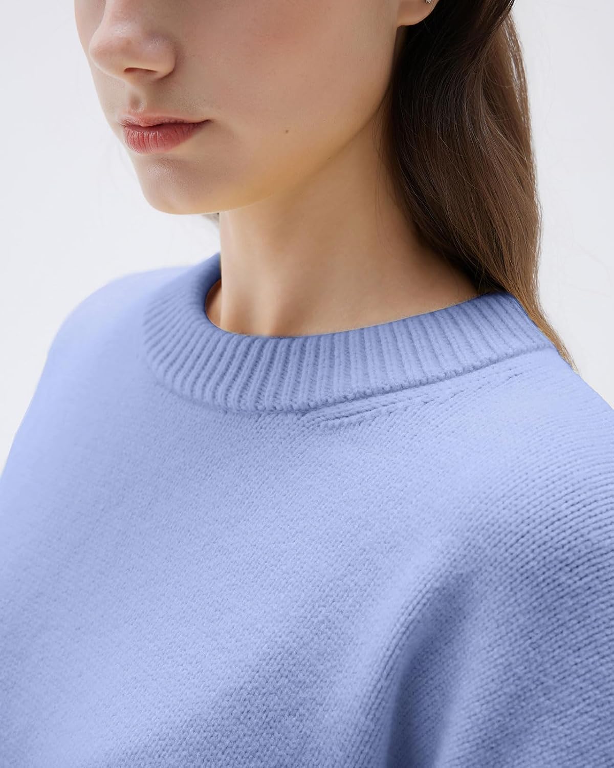 SUUKSESS Women Cashmere Blend Oversized Crew Neck Long Sleeve Pullover Sweaters - Image 3