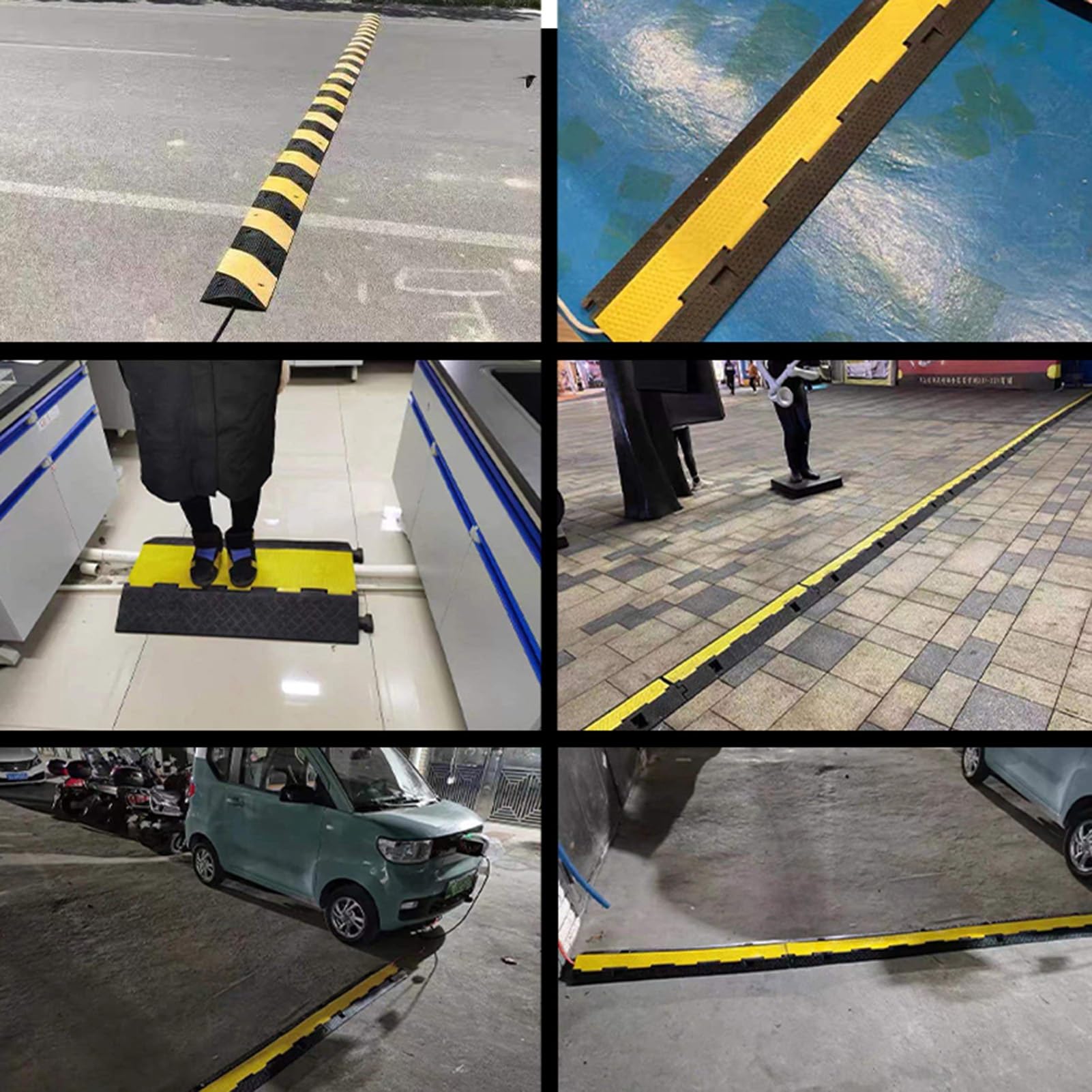 Przenośny Zderzak Prędkości, Gumowy Ochraniacz Najazdowy Do Garażu, Drogi Żwirowej, Asfaltu I Betonu,100x20x5CM
