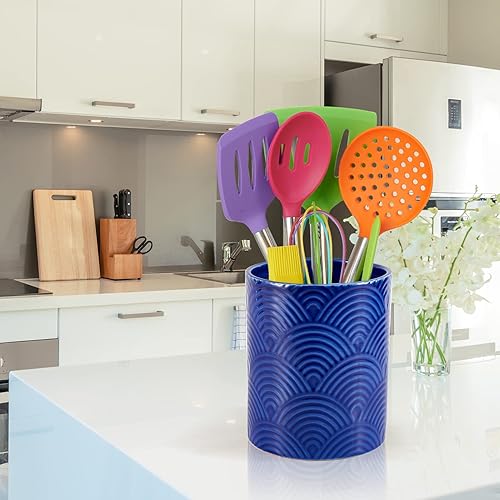 Miniatura 4 de MEIGUI Soporte para utensilios de cocina, soporte grande de utensilios de cerámica para encimera, organizador de utensilios de cocina para