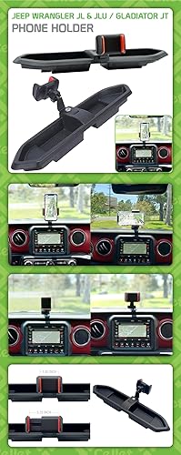 Miniatura 9 de Cellet Soporte de teléfono para bandeja de tablero con almacenamiento compatible/reemplazo para Jeep Wrangler JL, JLU (2018-2024), Jeep Gladiator JT