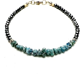 Natural Black Blue Diamond Bracelet Solid 18K Gold, 7.2", April Birthstone, 10th 20th Anniversary