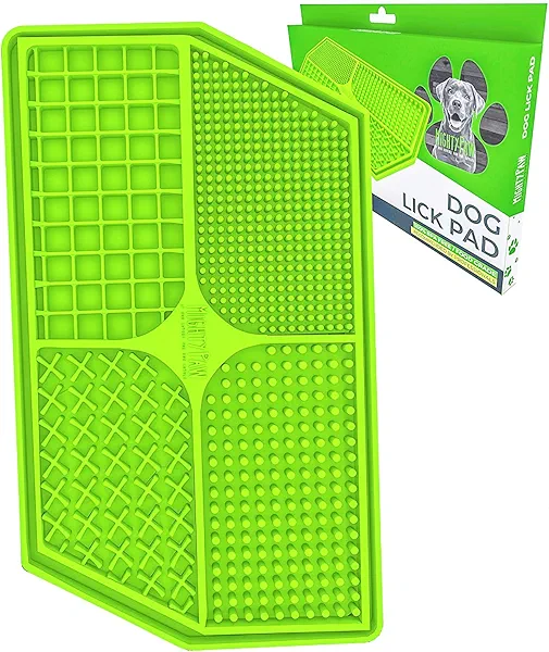 Mighty Paw Dog Lick Pad - BPA-Free Silicone Mat - Anxiety Relief, Dental Health Support, Easy Grooming, Slow Feeding, Dishwasher Safe Green Lick Pad
