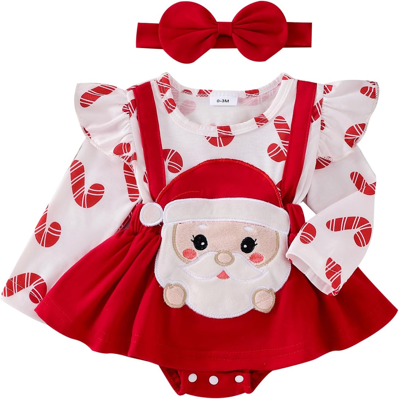 Aopwsrlyi Newborn Baby Girl Thanksgiving Outfits Infant Christmas Outfit Fall Winter Long Sleeve Romper Dress with Headband