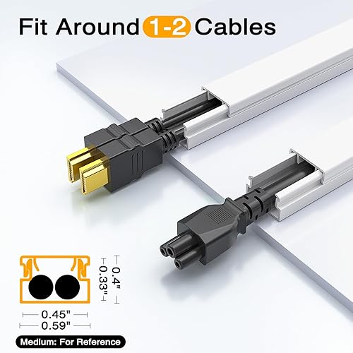 Miniatura 2 de Delamu – Ocultador de cable de 56.7", cubiertas de cable para alambre mini en la pared, cubiertas de cable ocultables y pintadas para cables