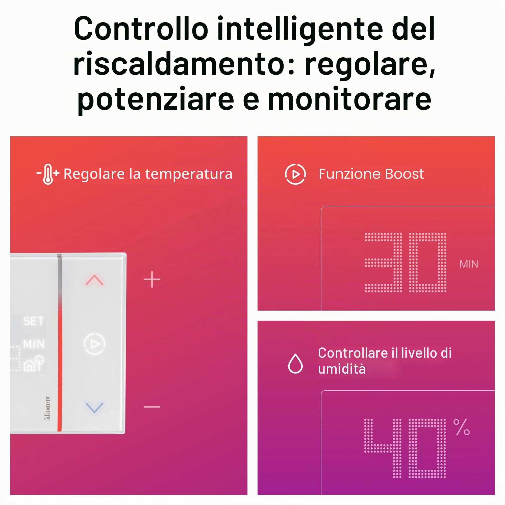 Bticino Xw8002E, Termostato Collegato Wifi, New Smarther2 With Netatmo, Colore Bianco, Controllo Della Temperatura (Calore Freddo) Della Casa In Remoto, 12.6 x 1.26 x 8.7 cm 289 grammi