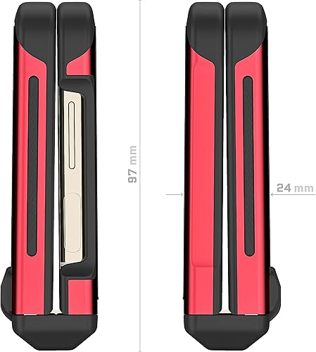 Miniatura 8 de Ghostek ATOMIC - Funda delgada para Samsung Galaxy Z Flip 5 transparente con parachoques de metal de aluminio rojo, de alta calidad, resistente,
