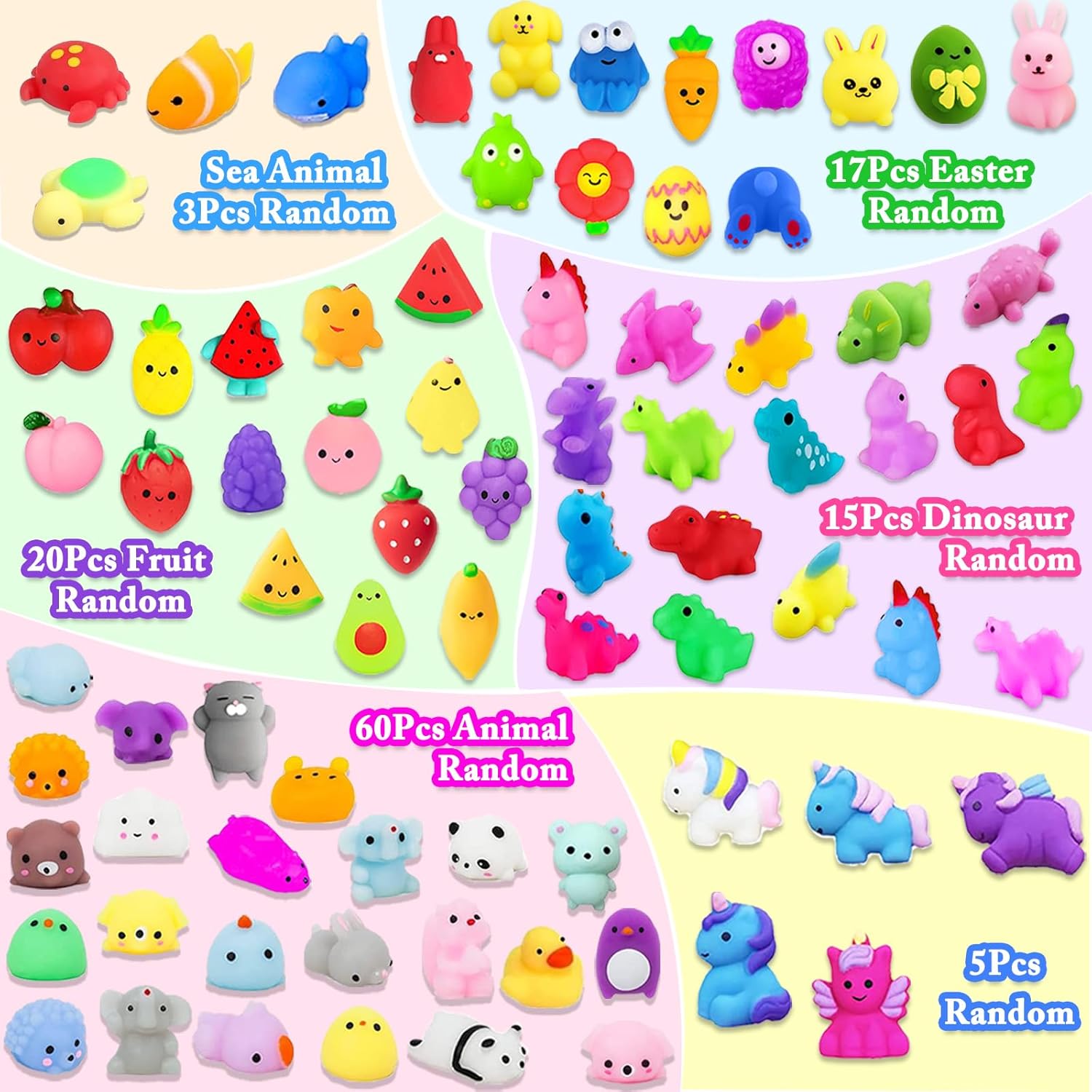 Squishies Toys Bulk 120PCS, Party Favors for Kids, Goodie Bag Stuffers, Classroom Prizes, Treasure Box Toys, Stress Relief Fidget Toys, Birthday Gifts for Boys Girls