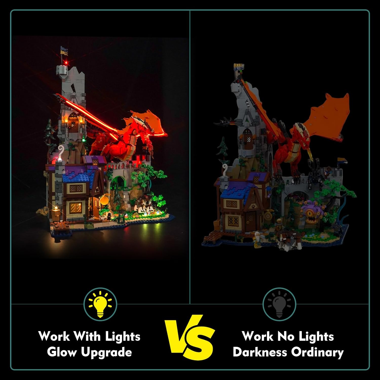LED Light Kit Compatible with Lego Dungeons & Dragons: Red Dragon's Tale 21348 (No Models Only Light) Creative Lighting Set Compatible with Lego 21348 Set (Remote Control Light Kit)