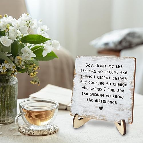 Miniatura 3 de Decoración decorativa de escritorio motivacional para la recuperación de la salud mental, placa positiva con soporte de madera, inspirador de