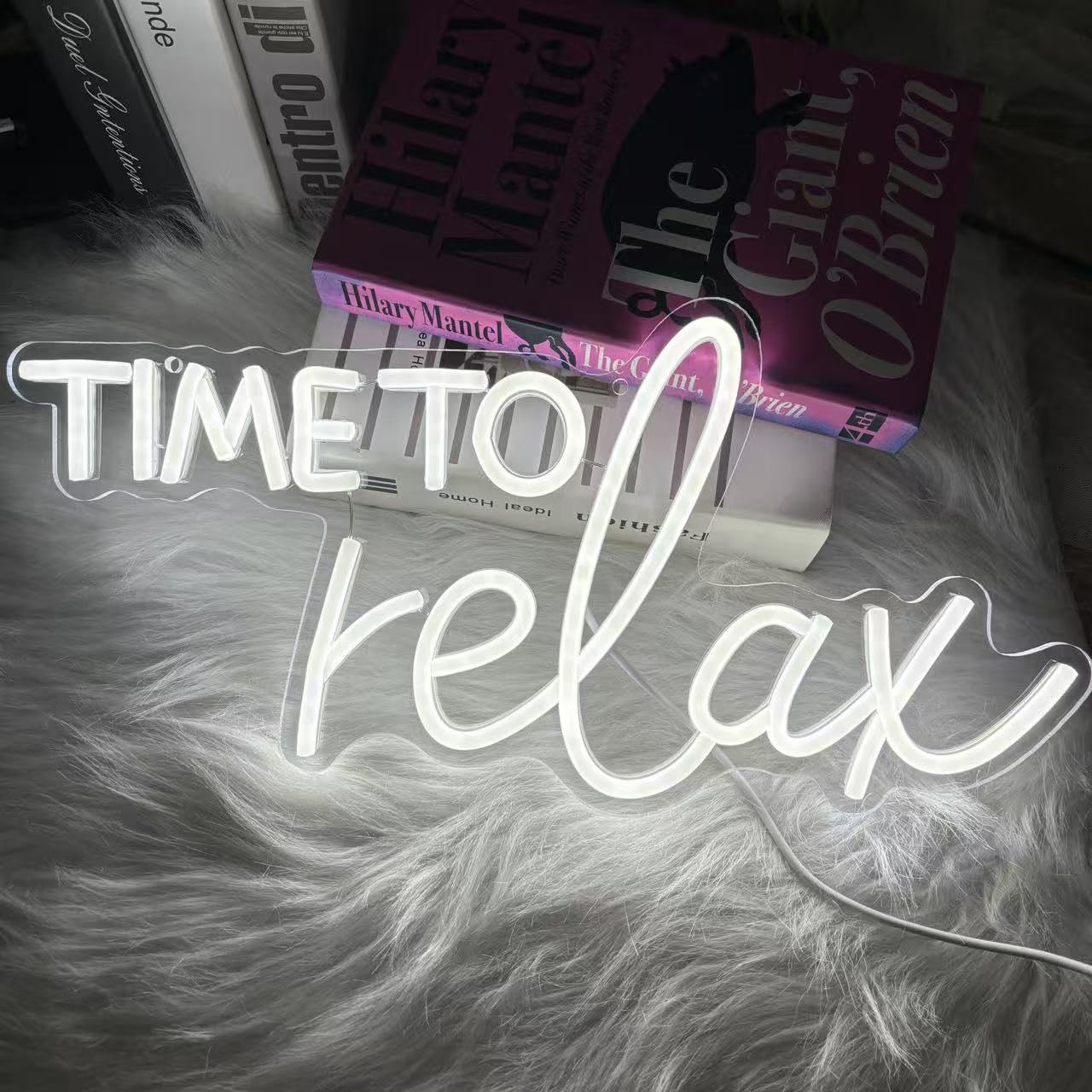 Neonowy znak Time to Relax, salon piękności, spa, sklep, dekoracja ścienna
