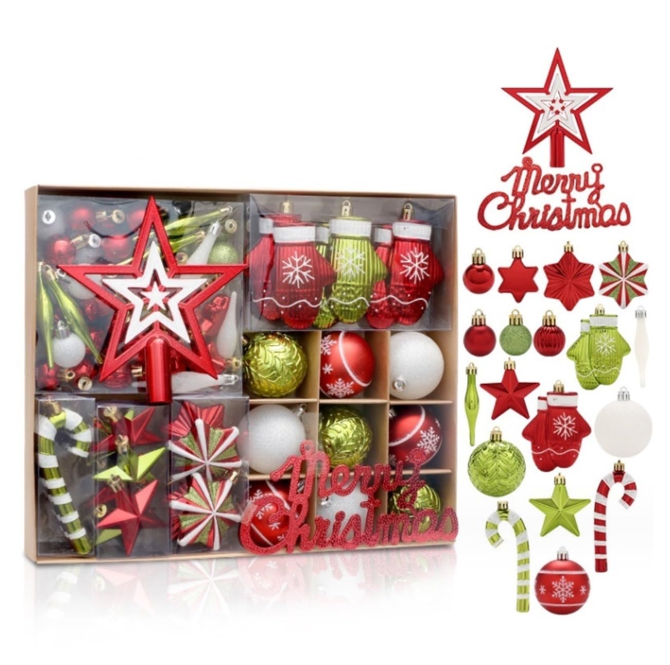 Baumschmuck 70-teiliges Weihnachtskugel-Ornament-Set Aus Kunststoff, Bruchsicher, Weihnachten, Weihnachtsbaum, Hängende Dekorationen Für Zuhause, Party, Dekoration Weihnachtskugeln(B)