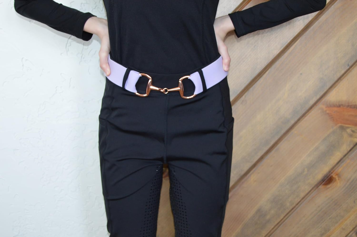 Equestrian Belt for Girls, 1.5 inch Adjustable Elastic Horseback Riding Belt for Breeches with Rose Gold Buckle