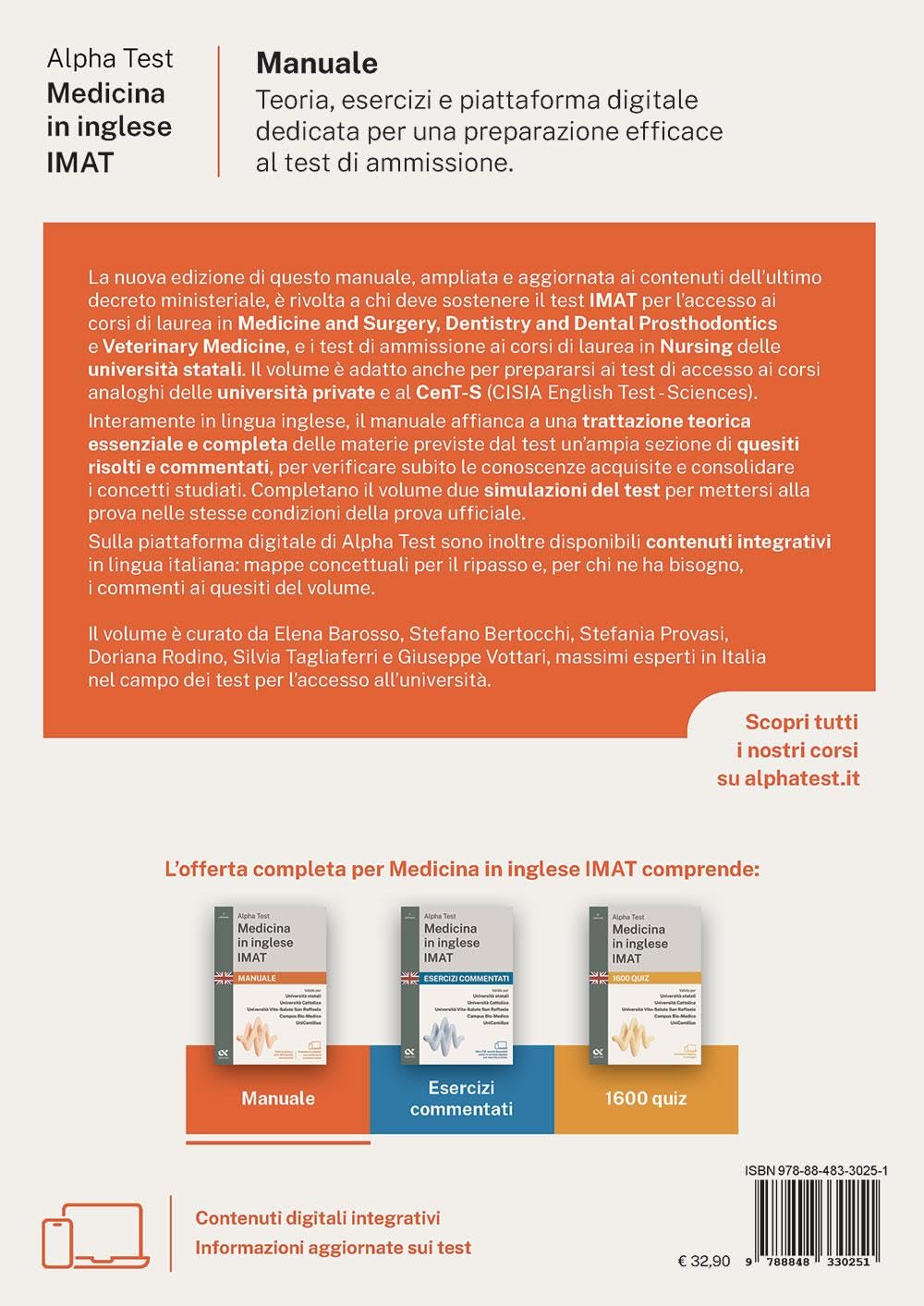 Alpha Test. Medicina in inglese IMAT 2026-2027. Manuale. Per test di ammissione universitari. Con piattaforma digitale