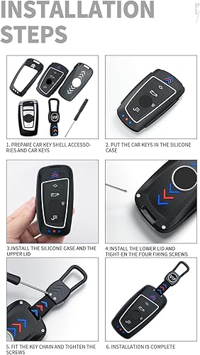 Miniatura 8 de Funda para llavero de ABS esmerilado, botón luminoso para BMW 1, 3, 4, 5, 6, 7, Series X3, X4, M5, M6, GT3, GT5, con llavero