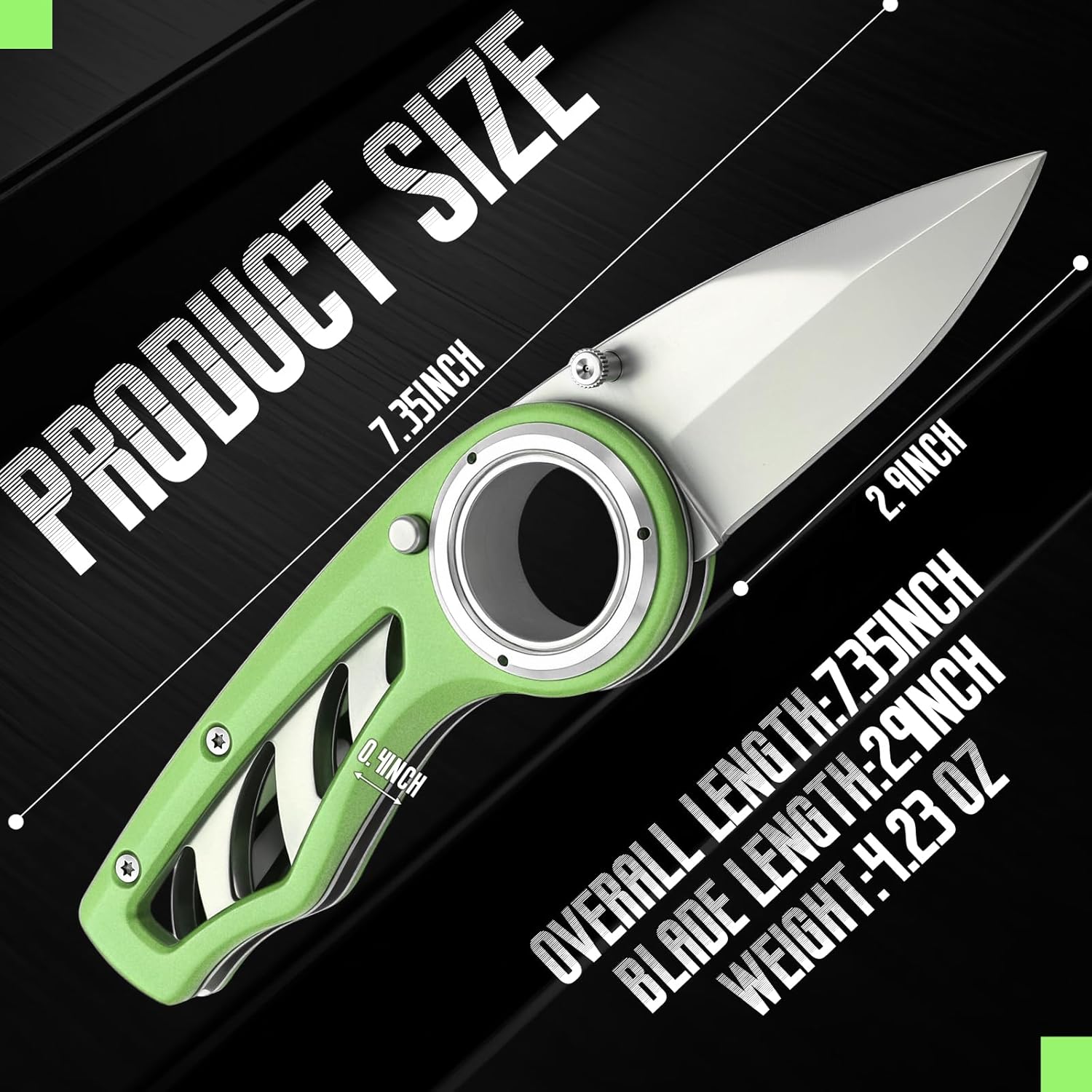 Green 2 Pack Pocket Folding Knife Multipurpose 3cr13 Blade Pocket Knife with Liner-lock Stainless Steel Moly-coated Aluminum Handle 7.35'' with 3'' Steel Blade for Survival Camping Men Women