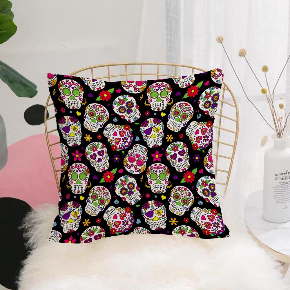 HYMSXW Cushion Cover,Throw Pillow Case Home Decorative for Living Room Bedroom Sofa Chair 20X20 Inch,Day of the Dead Sugar Skull Seamless,Pillowcase 50X50cm