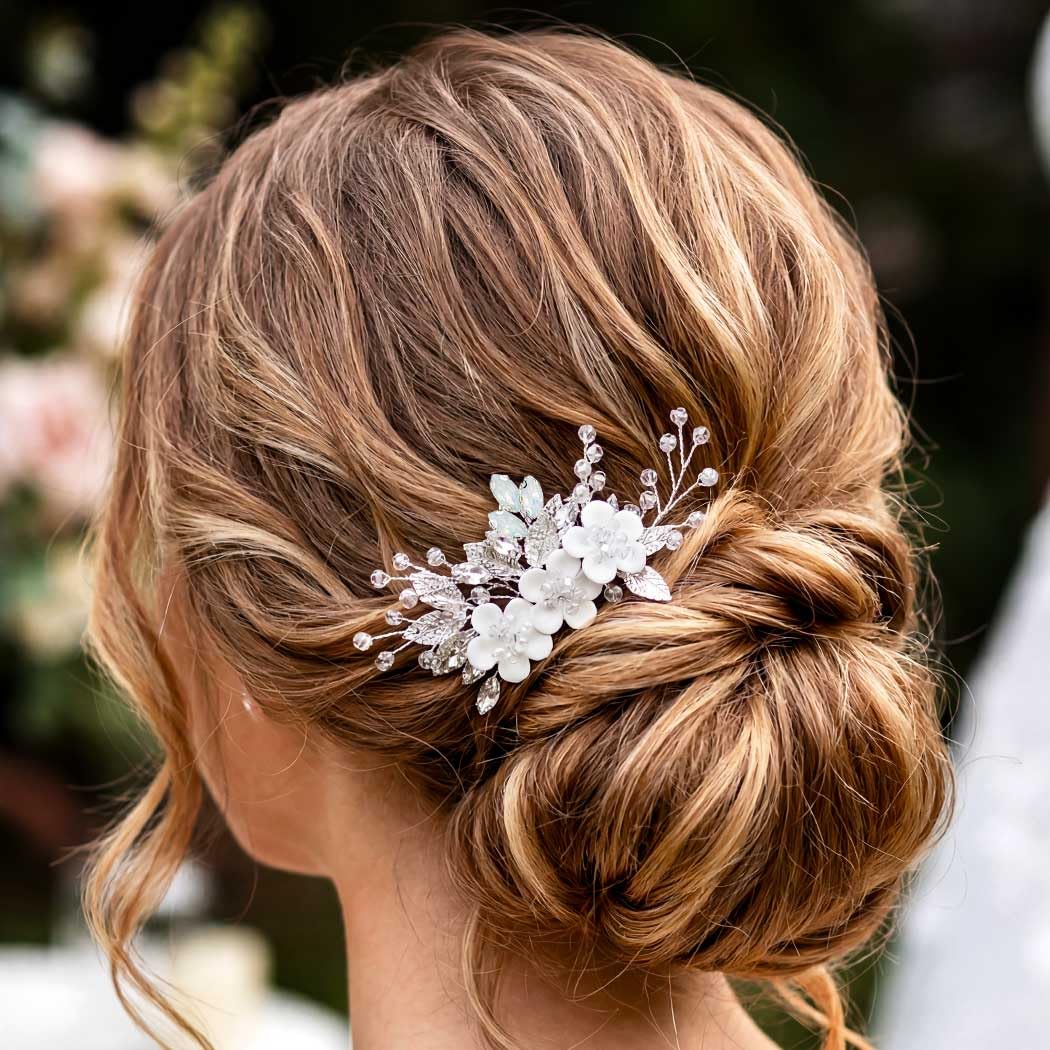 GORAIS Flower Girl Hair Accessory Silver Wedding Hair Accessories Bridal Hair Comb for Brides and Women