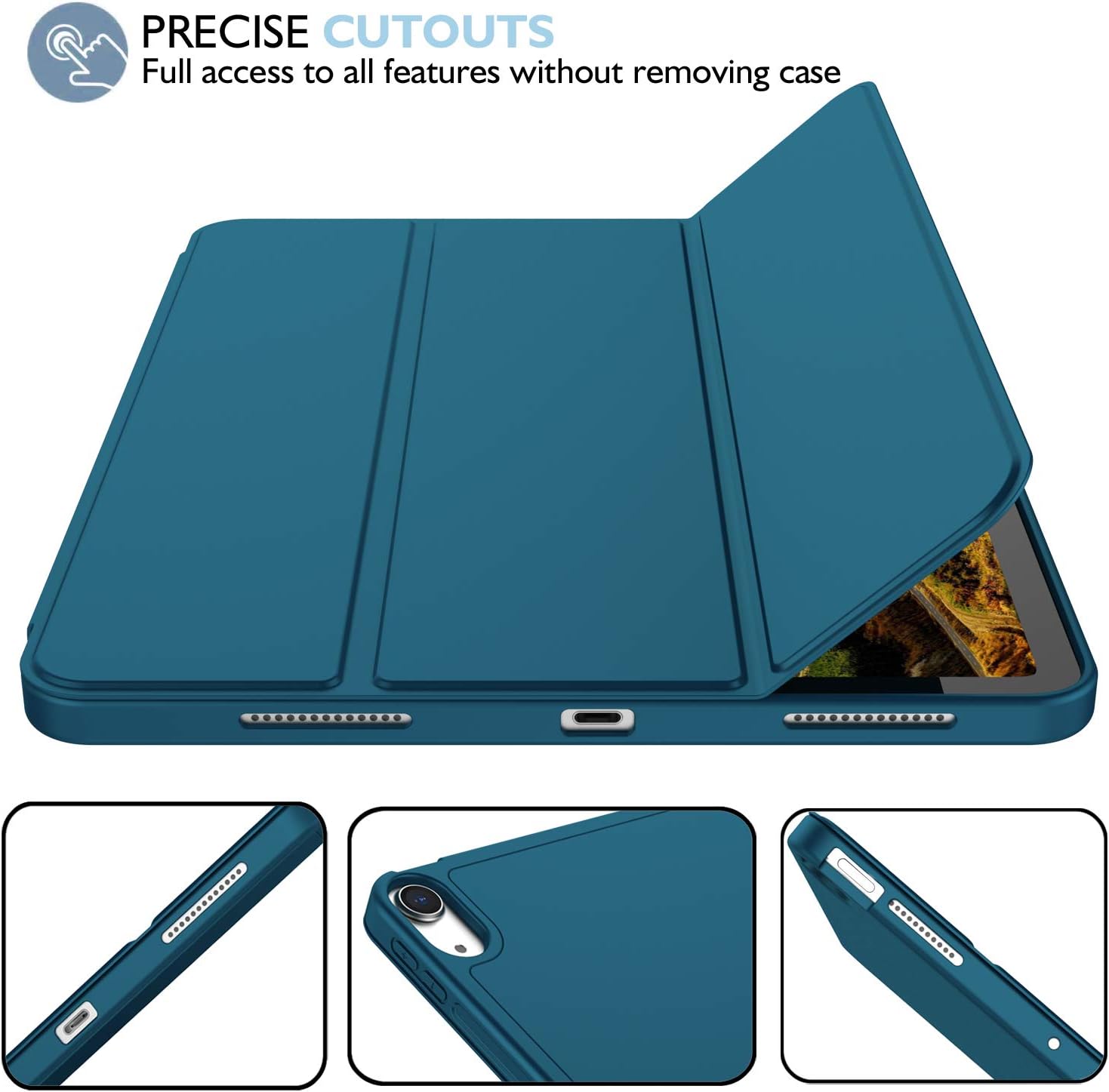iMieet iPad Air 11 Inch Case M4/M3/M2(2026/2025/2024), iPad Air 5th/4th Generation Case 2022/2020 10.9 Inch with Pencil Holder,Trifold Stand Smart Case with Soft TPU Back(Emerald)