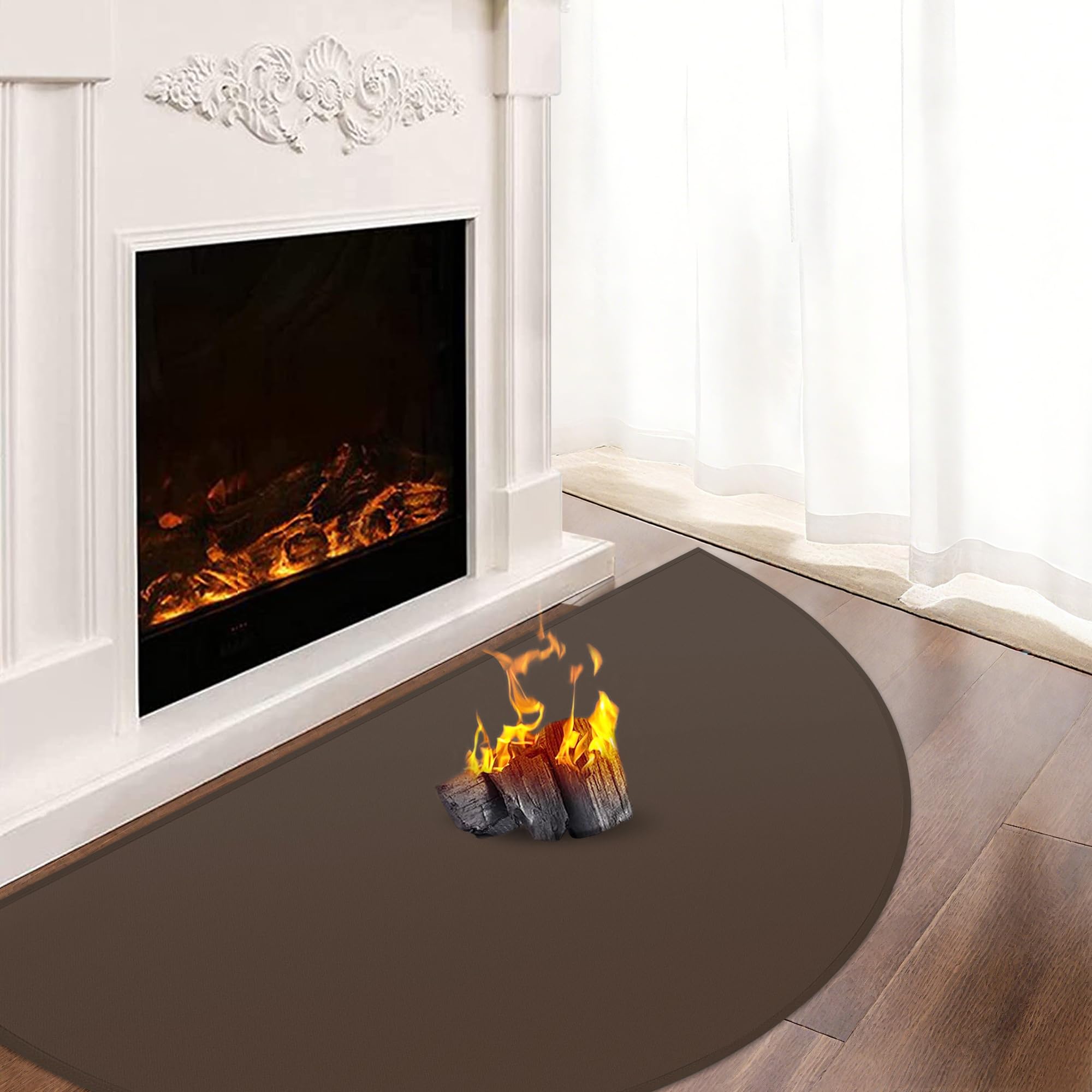 Hearth Rugs for Fireplaces, 100x60x0.1cm Fireproof Fireplace Mat, Hearth Pads for Wood Stove Fireplace Indoor Outdoor, Fireplace Rug Protects Floors Carpets from Sparks Embers, Brown