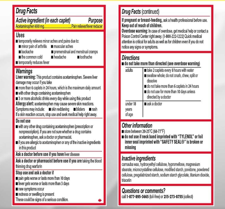 Miniatura 2 de Tylenol Tabletas de liberación prolongada para el dolor de artritis con acetaminofeno para el dolor en las articulaciones, 290 cápsulas (paquete de