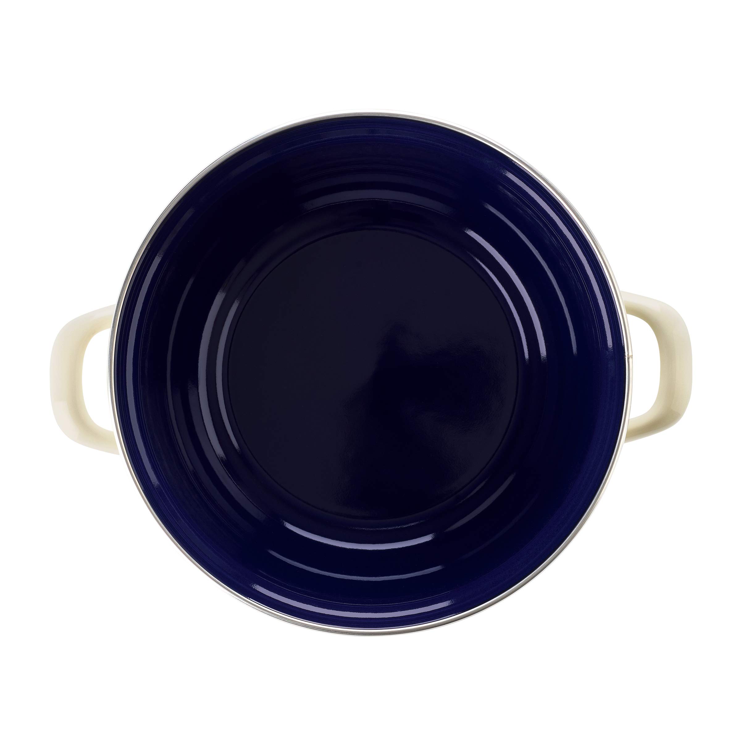 BK Indigo Patrimonio Olandese Casseruola Rotonda Smaltata con Coperchio con Rivestimento Antiaderente Ceramico Senza PFAS, 22 cm/3,3 Litri, Induzione, Lavabile in Lavastoviglie e in Forno, Crema