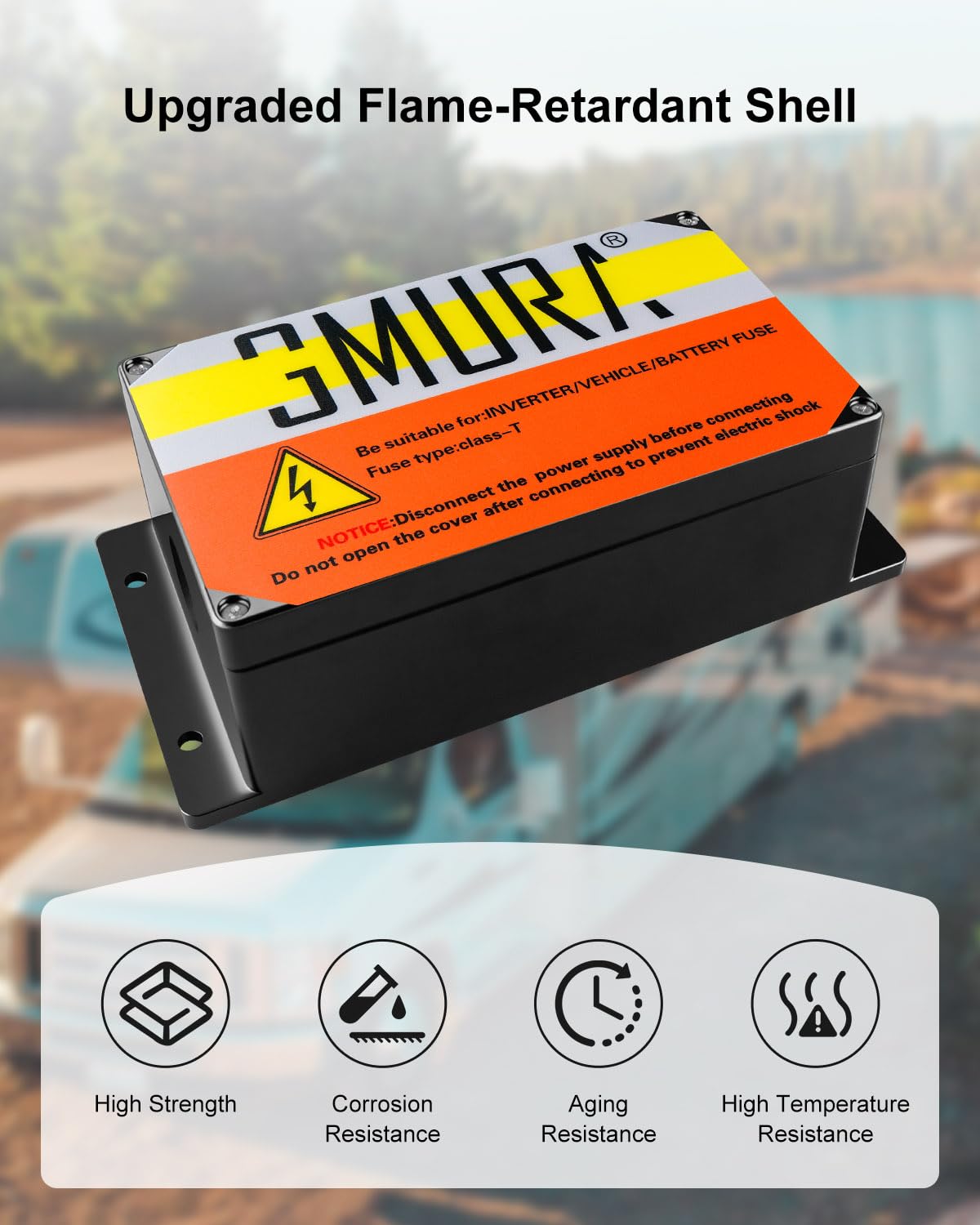 Heavy Duty Class T Fuse Block Holder with 400A Fuse, DC 250V for Class T Fuse with Terminal Hole Spacing 50-120mm and Height Under 50mm, for Car Truck Boat